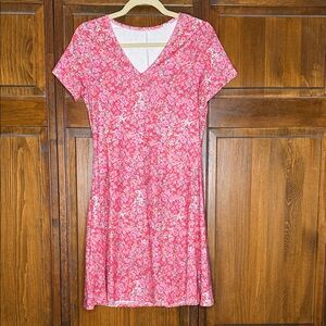 Floral Pink V-Neck Dress